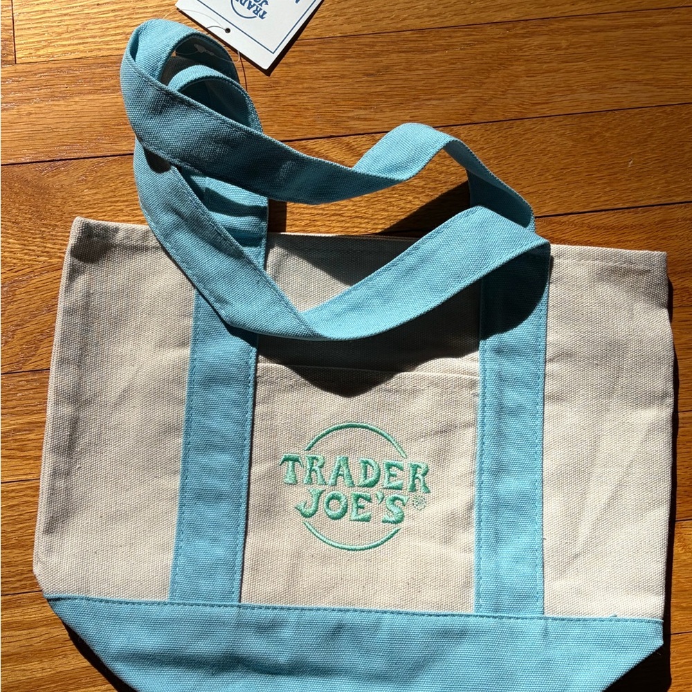 Blue and Cream mini pastel Tote Bag